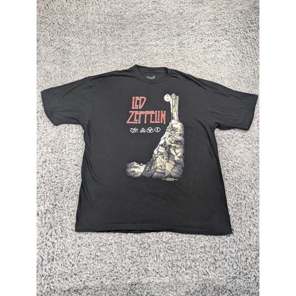 Led Zeppelin Shirt Men 2XL XXL Black Short Sleeve Band Graphic Tee Crew Neck - Picture 1 of 6